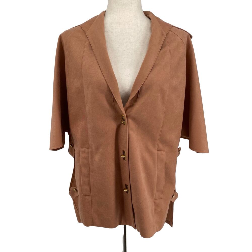 Vintage Marjone Seattle Structured Poncho Cape Jacket S Short Sleeve‎ Salmon
